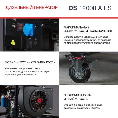 FUBAG Дизельный генератор с электростартером и коннектором автоматики DS 12000 A ES в Калининграде фото