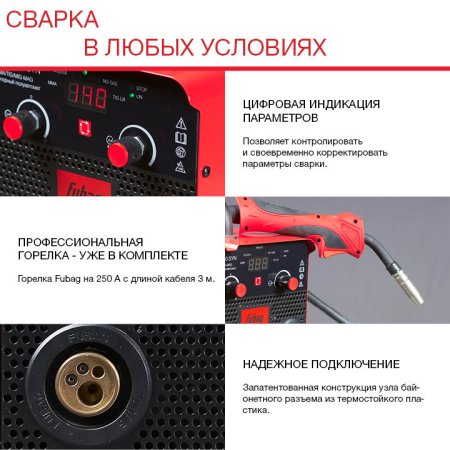 FUBAG Сварочный полуавтомат IRMIG 180 SYN с горелкой 250 А 3 м в комплекте в Калининграде фото