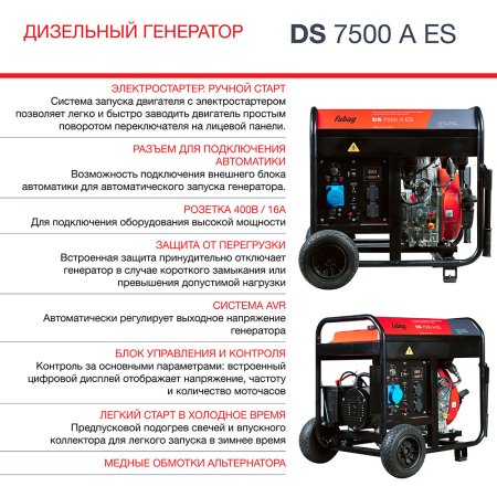 FUBAG Дизельный генератор с электростартером и коннектором автоматики DS 7500 A ES в Калининграде фото